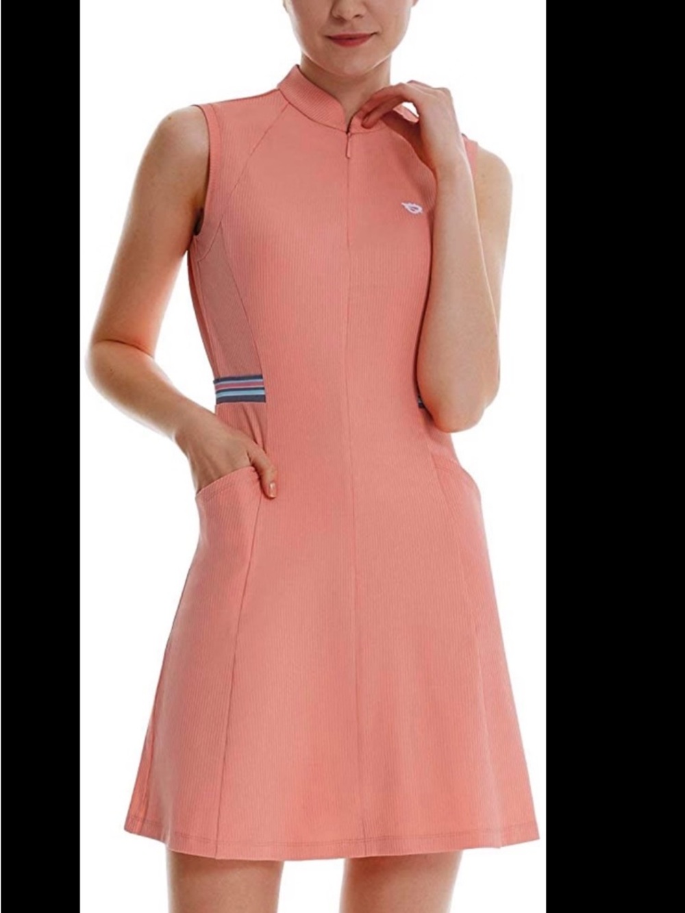 Baleaf Women's Ribbed Zip Jacket in Coral Pink